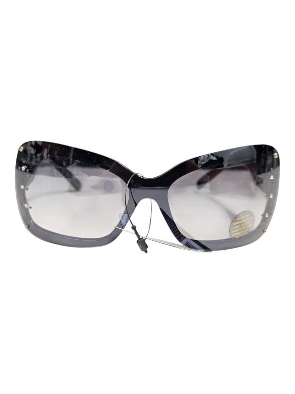 Deadstock Y2K Emilio Fiore bejeweled big black monolens sunglasses
